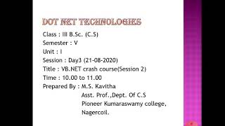 VbNet crash course [upl. by Market786]