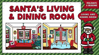 PARTES DE LA CASA EN INGLÉS SALA Y COMEDOR DE SANTA  PARTS OF THE HOUSE  CHRISTMAS ESL LESSON [upl. by Nnaillij929]