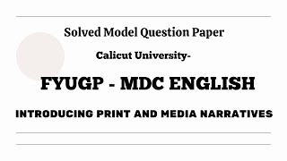 Ace Your Exams  SOLVED Model Question Paper  FYUGP Calicut University  MDC English [upl. by Ididn]