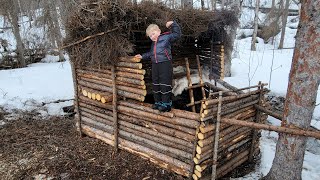 8 Days Camping amp Building a Bushcraft Survival Shelter with My 5 yr old Son [upl. by Nylyram411]