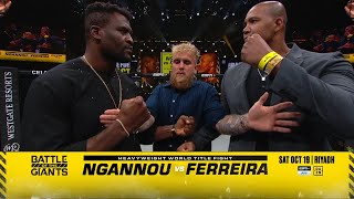 Francis Ngannou and Renan Ferreira faceoff ahead of their Oct 19 PFL fight  ESPN MMA [upl. by Dlonra432]