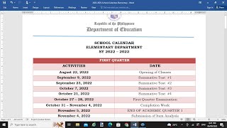 SCHOOL ELEMENTARY CALENDAR for 2022 TO 2023 [upl. by Stoeber]