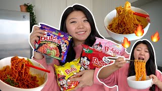 KOREAN RAMEN HAUL Trying Every Samyang Buldak Noodle Flavor 🔥 mukbang amp cooking [upl. by Joyce]