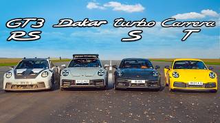 GT3 RS v Turbo S v Dakar v Carrera T [upl. by Lyrej]