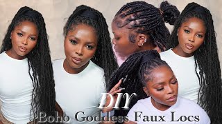 BOHO GODDESS FAUX LOCS W HUMAN HAIR  STEP BYSTEP  PROTECTIVE STYLE  ITZNAMARA [upl. by Schlenger697]