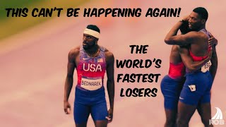 The most EMBARRASSING Olympic race EVER  What really went WRONG with USAs 4x100M relay [upl. by Lefton380]