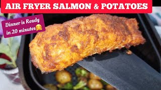 Quick Air fryer Salmon Fish with Roasted Potatoes For Dinner Recipes Weekday Special Recipe [upl. by Winer596]