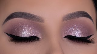 Soft Wearable Purple Glitter Eye Makeup Tutorial  Purple Holiday Makeup [upl. by Miarzim]