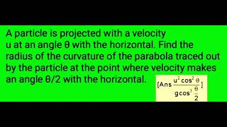 Obliqe Projectile Radius of curvature [upl. by English147]