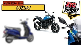 Suzuki Motorcycles  Auto Expo 2018 What To Expect  ZigTalk  ZigWheelscom [upl. by Drucy]