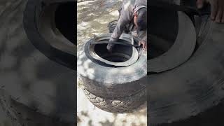 Man tyre cutting processskills shortvideos viralvideos [upl. by Aisa385]