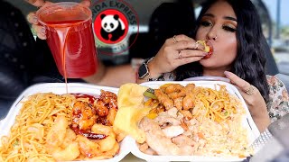 PANDA EXPRESS MUKBANG NEW HOT ORANGE CHICKEN HONEY WALNUT SHRIMP SESAME CHICKEN CHINESE FOOD [upl. by Currie998]