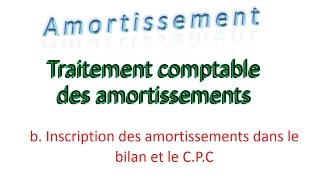 Amortissement 23 Inscription des amort dans le bilan et le cpc comptabilité [upl. by Amargo]