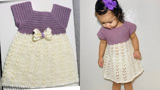 VESTIDO TEJIDO A CROCHET  2 A 3 AÑOS  varias tallas  paso a paso  TEJIDOS BEBE [upl. by Jalbert]