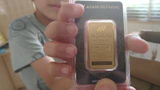 Asahi 1 oz Gold bar and 1oz Silver Britannia coin unboxing [upl. by Barfuss]