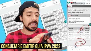 CONSULTAR IPVA 2022 E EMITIR GUIA DE PAGAMENTO  VALOR A PAGAR COTA ÚNICA  PARCELAS  DETRAN MG [upl. by Shapiro]