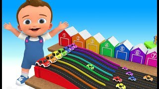 Cartoon Toy Cars Race Tracks Toy Set 3D  Learn Colors for Children Baby Kids Educational Toys [upl. by Campagna636]