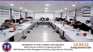 Procurement Livestream for DPWH Metro Manila 1st DEO on November 07 2024 [upl. by Lawan]