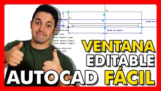 🔴 Dibujar VENTANA en AutoCAD Bloque Editable Completo [upl. by Arod205]