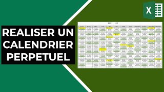 Excel  Réaliser un calendrier perpétuel jours féries  weekends [upl. by Yeslrahc]