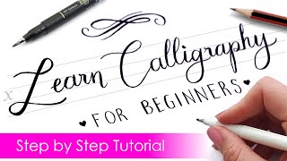 How to write CALLIGRAPHY with ANY PEN ✍️  Step by Step Tutorial [upl. by Rosabelle]