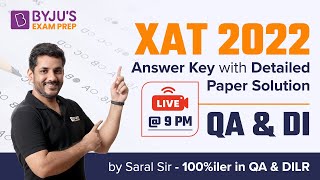 XAT 2022 Answer Key  QA amp DI  Detailed XAT 2022 Question Paper with Solution  BYJUS Exam Prep [upl. by Kceb230]