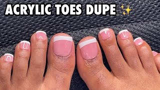 Acrylic Toes Dupe  NOVO OVO Full Cover Pre Made French Tip Toes  DIY Pedi  Amazon Nail Finds [upl. by Halivah]