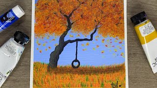 Simple and Easy Autumn Painting for Beginners  Acrylic Painting for Beginners [upl. by O'Conner633]