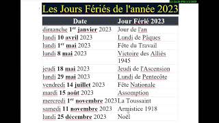 jour fériés 2023 jour fériés 2023 paris jour fériés jour fériés 2023 calendrier [upl. by Alleinnad]