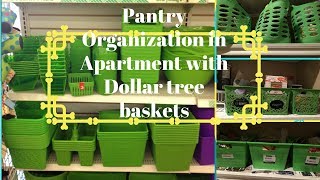 Pantry Organization in Apartment with dollar tree baskets [upl. by Ynaffik604]