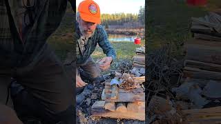 When flint and steel goes rightyoutubeshorts bushcraft campfire [upl. by Ocsic]