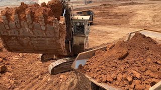 Huge Terex RH170 Shovel Excavator Loading Dumpers In Different Mining Sites  Mega Machines Movie [upl. by Yul]