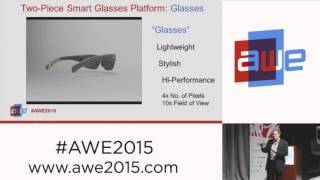 Steve Willey CEO Innovega  iOptik smartglasses  contact lens introduction at AWE 2015 [upl. by Bridges]