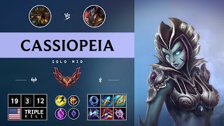 Cassiopeia Mid vs Twisted Fate Triple Kill Legendary  NA Grandmaster Patch 1415 [upl. by Esirahs597]