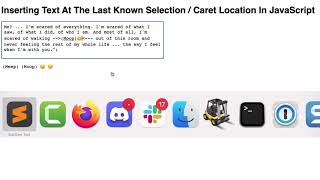 Inserting Text At The Last Known Selection  Caret Location In JavaScript [upl. by Biagio466]