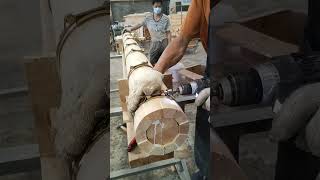 The process of strengthening the outer layer of wood load bearing columns [upl. by Labinnah318]