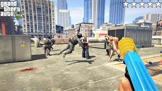 GTA 5  Franklin And Friends FIVE STAR UPNATOMIZER COP BATTLE GTA V Funny Moments [upl. by Leva]