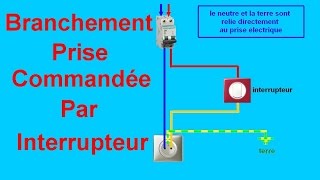 schema branchement cablage prise commandée par interrupteur [upl. by Arriek]