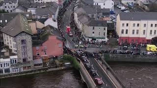 St Patricks day parade 4k Ballina Co Mayo Ireland Mavic 2 zoom Drone footage [upl. by Ednyl798]