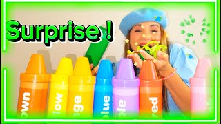 Learn Colors with SURPRISE GREEN crayon Educational color of the dayToddler and preschool Learning [upl. by Amalee]