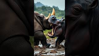 🦛 Hippo vs 🦏 Rhino Clash of Heavyweights HippoVsRhino SavannahBattle vs wildlifebattle [upl. by Yniattirb373]