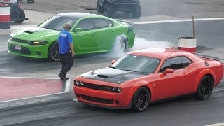 Challenger Hellcat vs Scat Pack  drag racing [upl. by Ninnette]