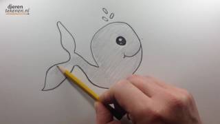 Dieren Tekenen walvis  how to draw a whale [upl. by Yahsat]