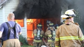 Firefighter Widow Maker  Garage Door LIVE BURN training AVOID THIS CLOSE CALL [upl. by Trammel641]