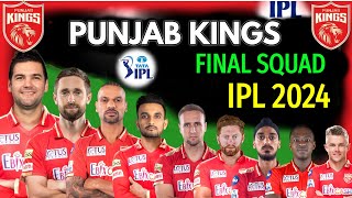 IPL 2024 Punjab Kings Full and Final Squad  PBKS Team Players List IPL 2024  PBKS Team 2024 [upl. by Anaizit]